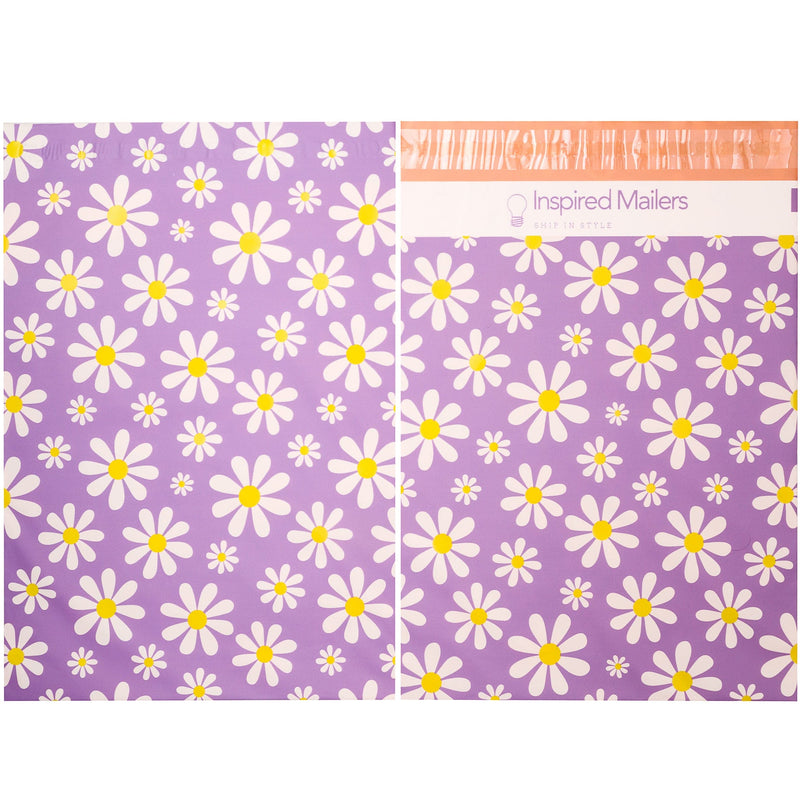 Inspired Mailers Flat Poly Mailers Purple Daisies - 10x13