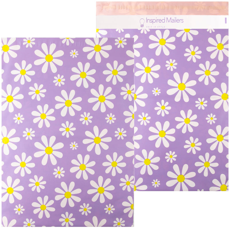 Inspired Mailers Flat Poly Mailers Purple Daisies - 14.5x19