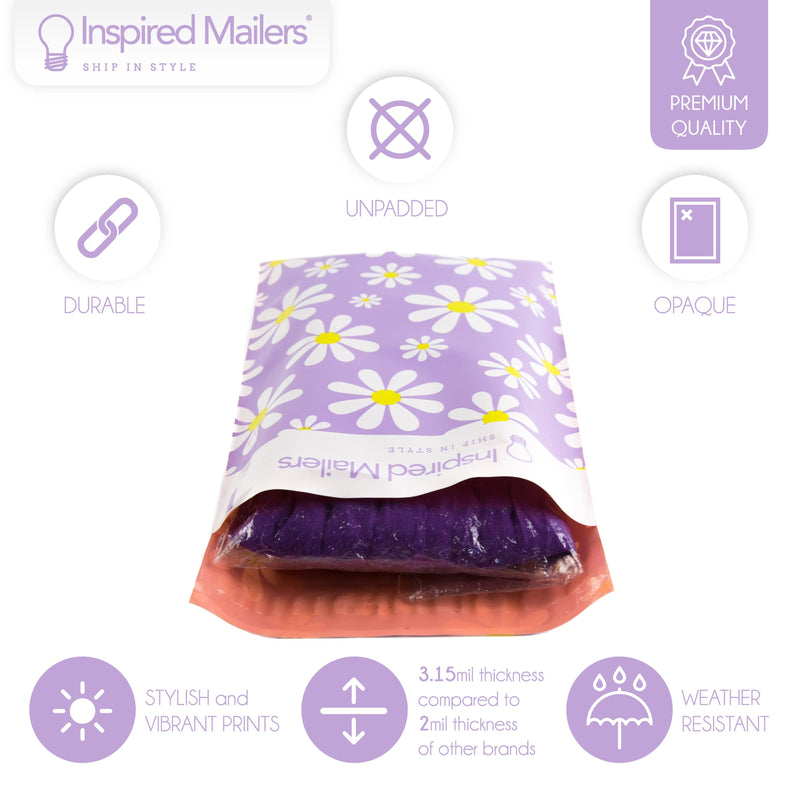 Inspired Mailers Flat Poly Mailers Purple Daisies - 6x9