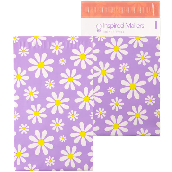 Inspired Mailers Flat Poly Mailers Purple Daisies - 6x9