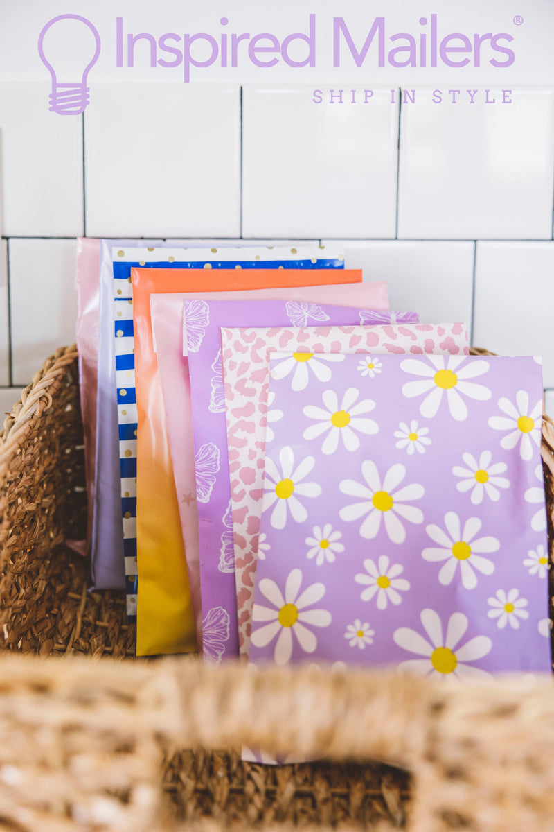 Inspired Mailers Flat Poly Mailers Purple Daisies - 6x9