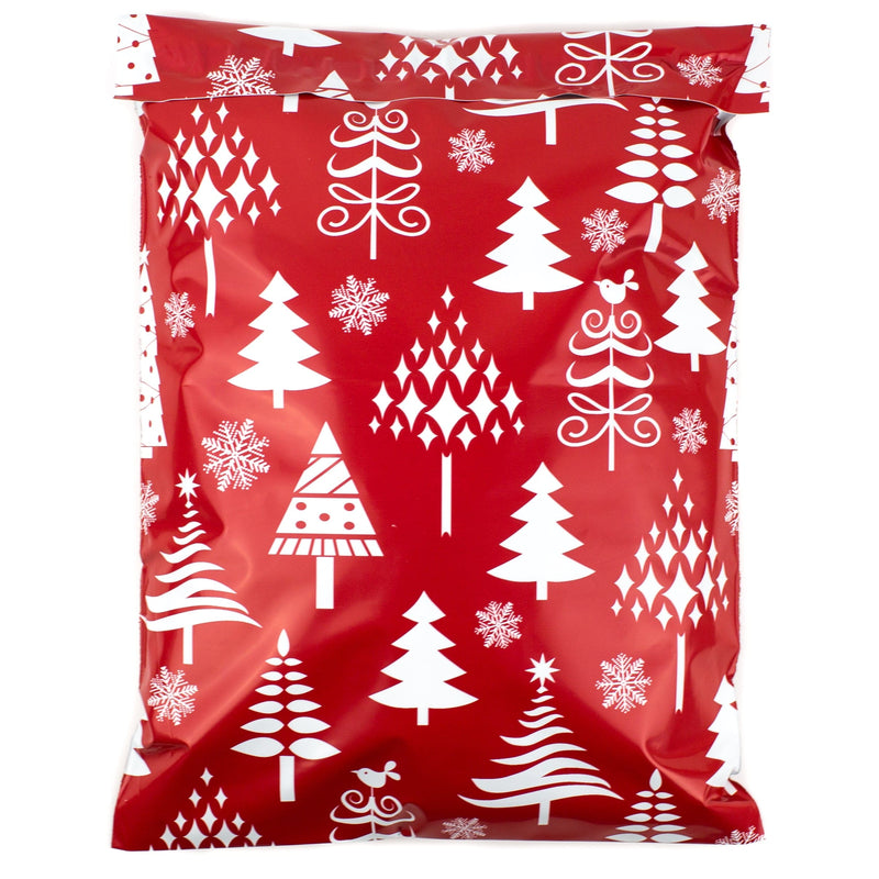 Inspired Mailers Flat Poly Mailers Red Christmas Trees - 10x13
