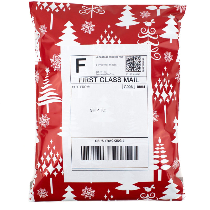 Inspired Mailers Flat Poly Mailers Red Christmas Trees - 10x13