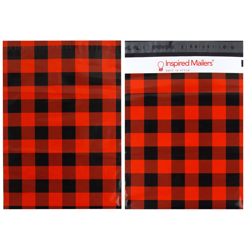 Inspired Mailers Flat Poly Mailers Red Plaid Buffalo - Variety Pack