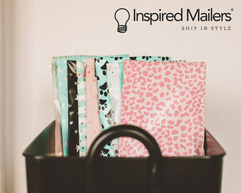 Inspired Mailers Flat Poly Mailers Rose Gold Cheetah - 10x13