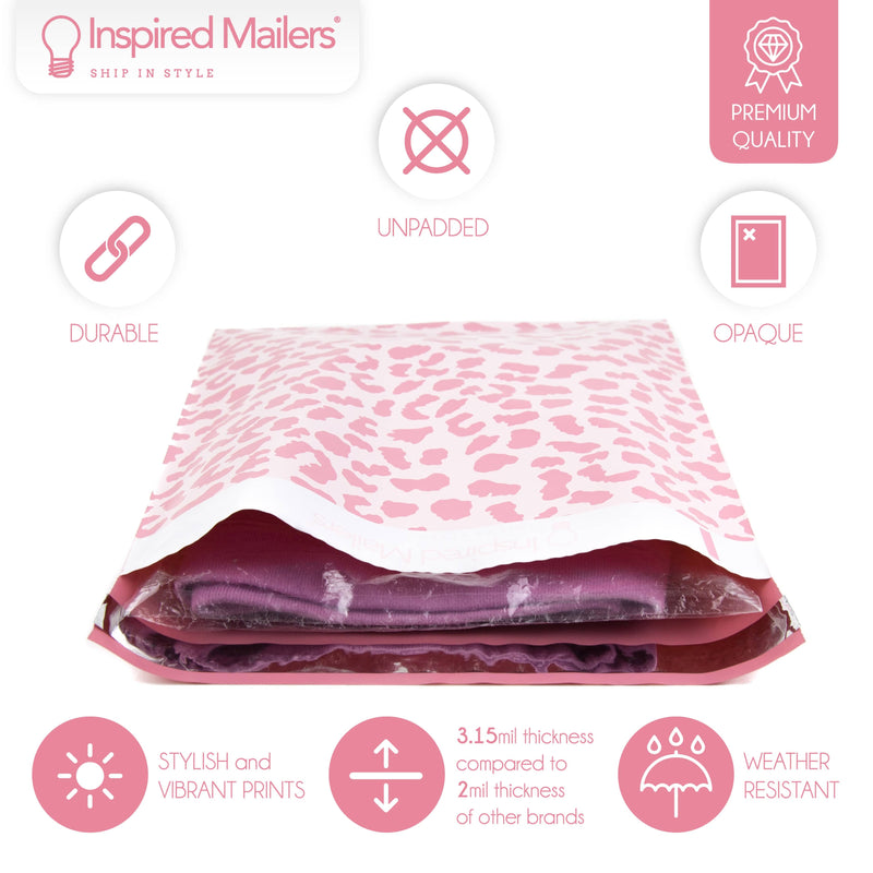 Inspired Mailers Flat Poly Mailers Rose Gold Cheetah - 10x13