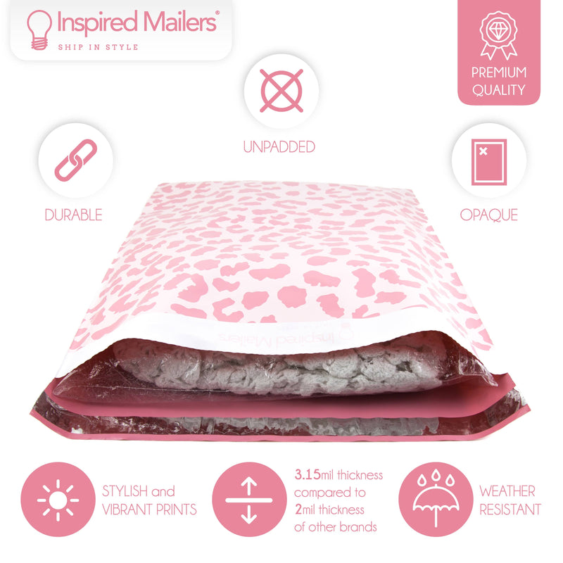 Inspired Mailers Flat Poly Mailers Rose Gold Cheetah - 14.5x19