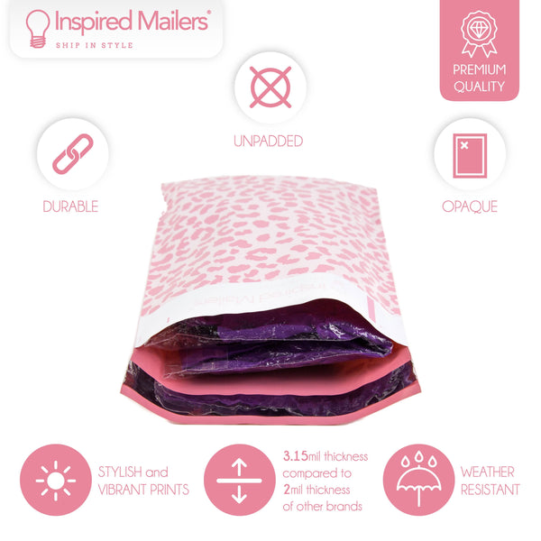 Inspired Mailers Flat Poly Mailers Rose Gold Cheetah - 6x9