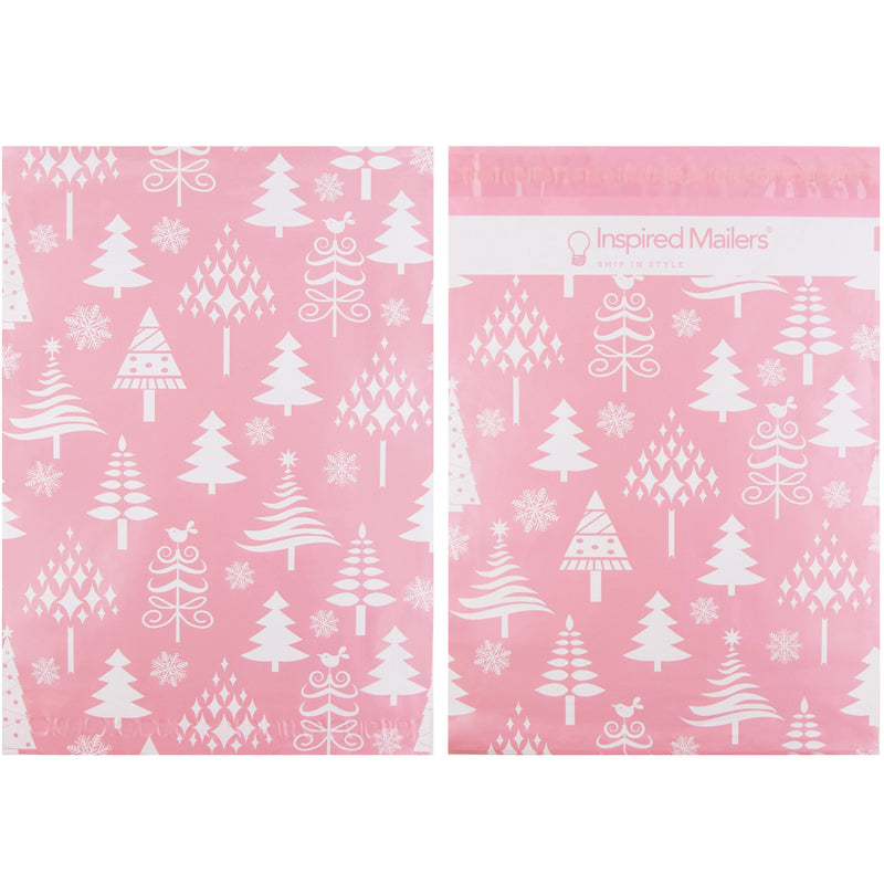 Inspired Mailers Flat Poly Mailers Rose Gold Christmas Trees - 10x13