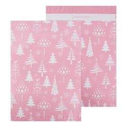 Inspired Mailers Flat Poly Mailers Rose Gold Christmas Trees - 14.5x19