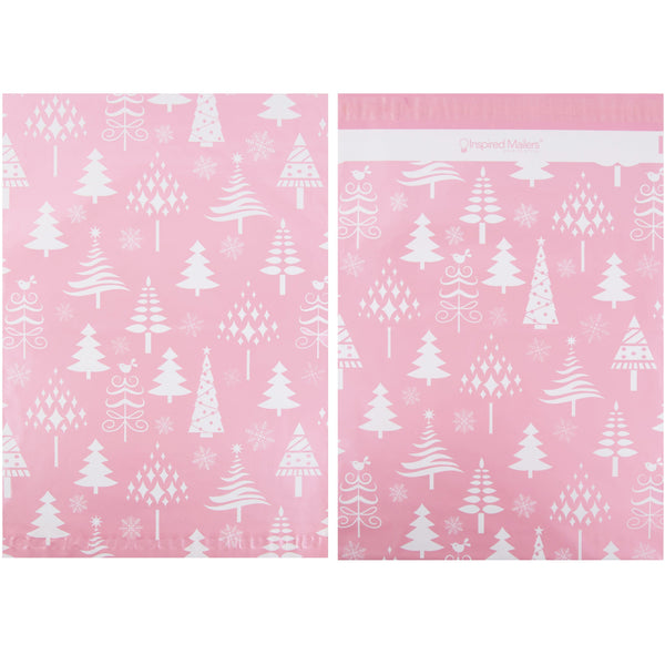 Inspired Mailers Flat Poly Mailers Rose Gold Christmas Trees - 14.5x19