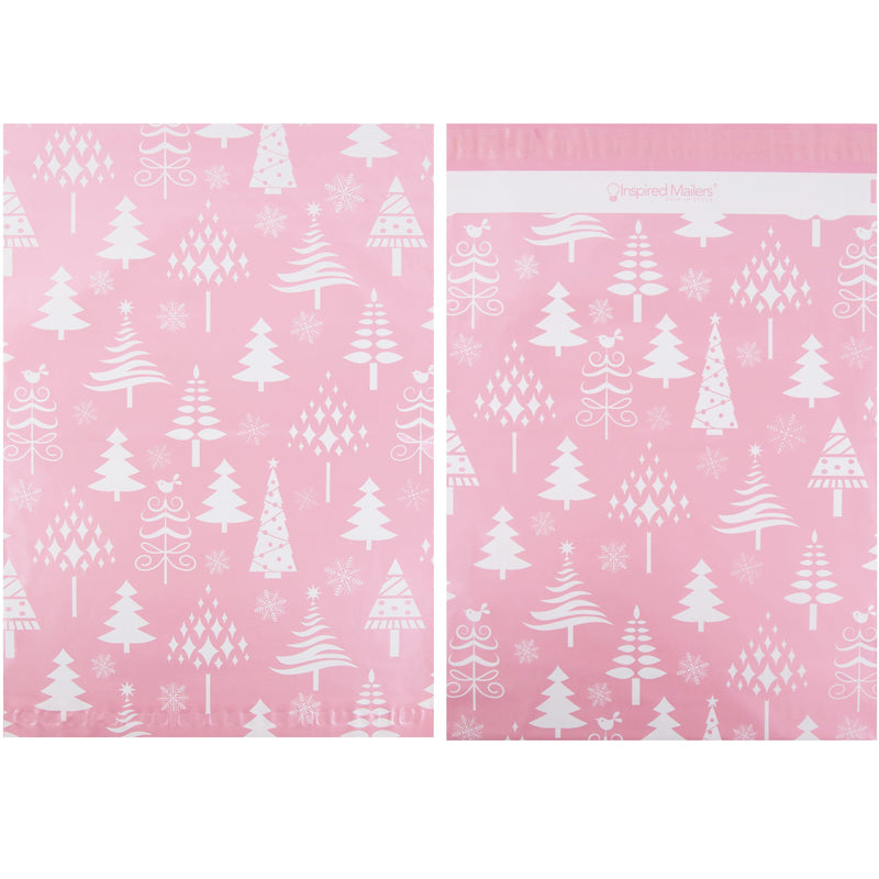 Inspired Mailers Flat Poly Mailers Rose Gold Christmas Trees - 14.5x19