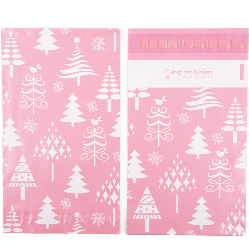 Inspired Mailers Flat Poly Mailers Rose Gold Christmas Trees - 6x9