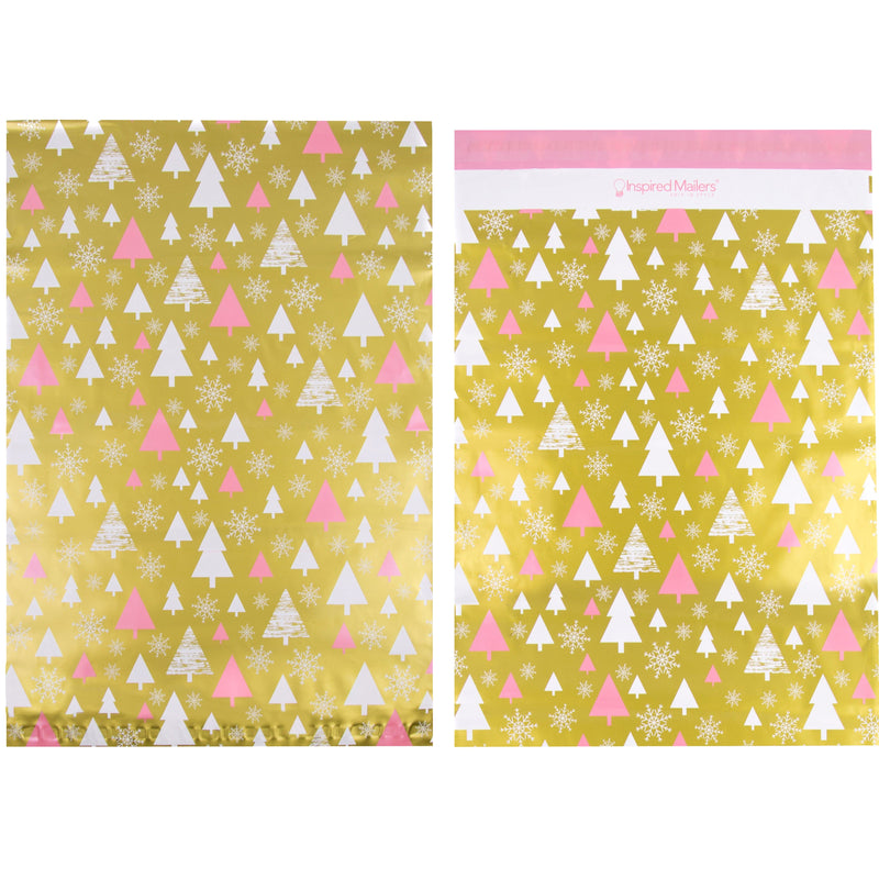 Inspired Mailers Flat Poly Mailers Rose Gold Winter Forest - 14.5x19