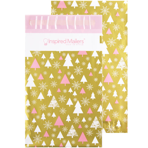 Inspired Mailers Flat Poly Mailers Rose Gold Winter Forest - 6x9