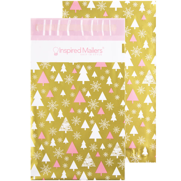 Inspired Mailers Flat Poly Mailers Rose Gold Winter Forest - 6x9