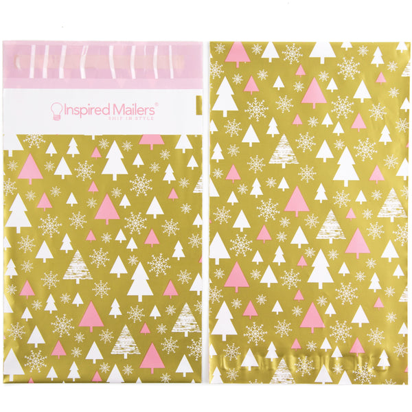 Inspired Mailers Flat Poly Mailers Rose Gold Winter Forest - 6x9