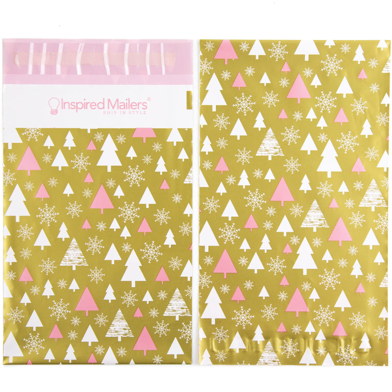 Inspired Mailers Flat Poly Mailers Rose Gold Winter Forest - 6x9