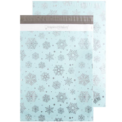 Inspired Mailers Flat Poly Mailers Silver and Blue Snowflakes - 14.5x19