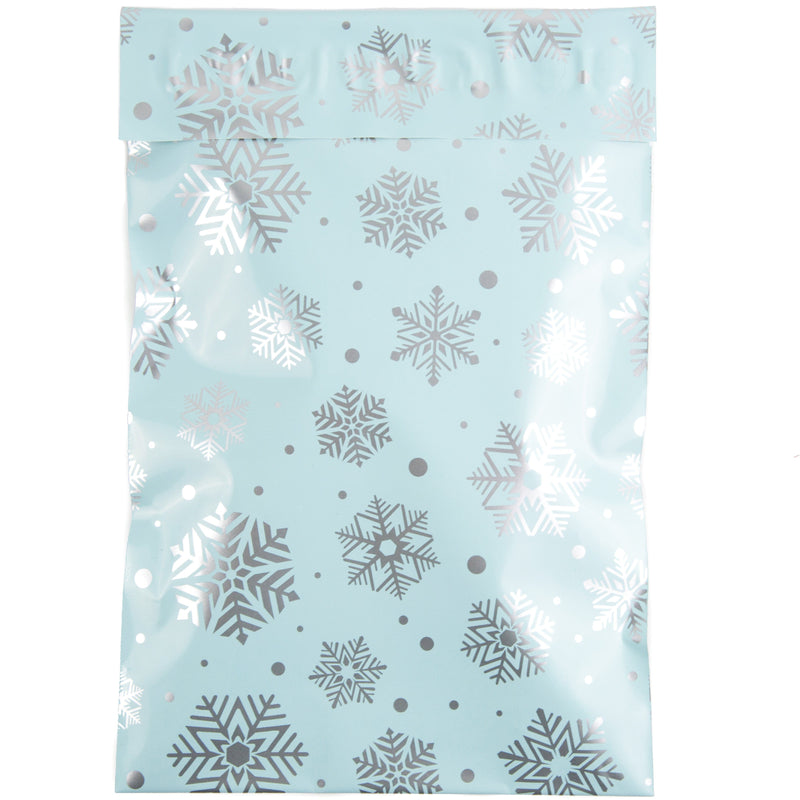 Inspired Mailers Flat Poly Mailers Silver and Blue Snowflakes - 6x9