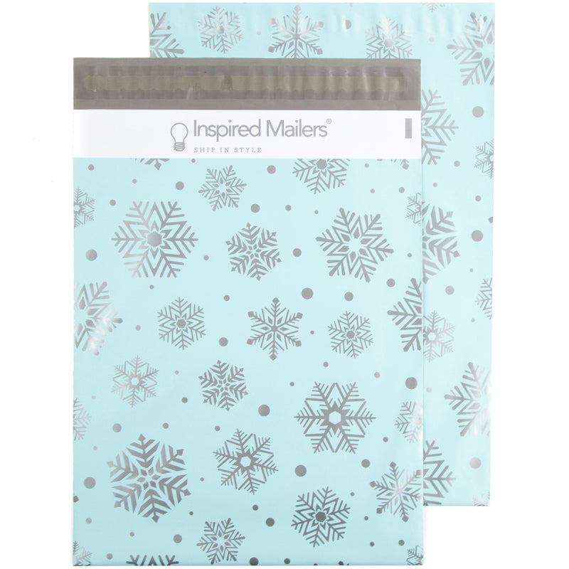 Inspired Mailers Flat Poly Mailers Silver Snowflakes - 10x13