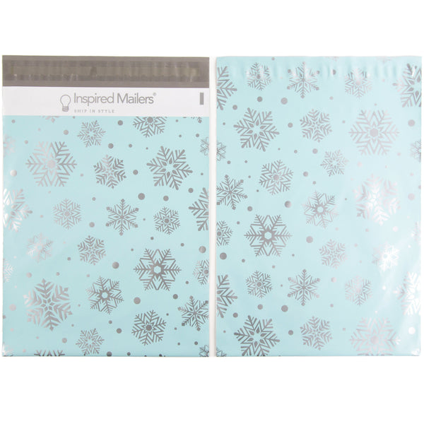 Inspired Mailers Flat Poly Mailers Silver Snowflakes - 10x13
