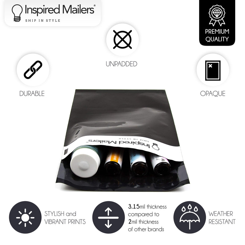Inspired Mailers Flat Poly Mailers Solid Black - 6x9