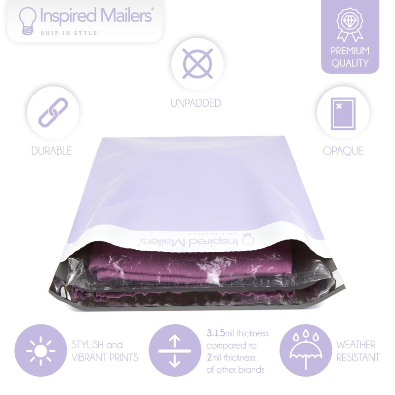 Inspired Mailers Flat Poly Mailers Solid Lavender - 10x13