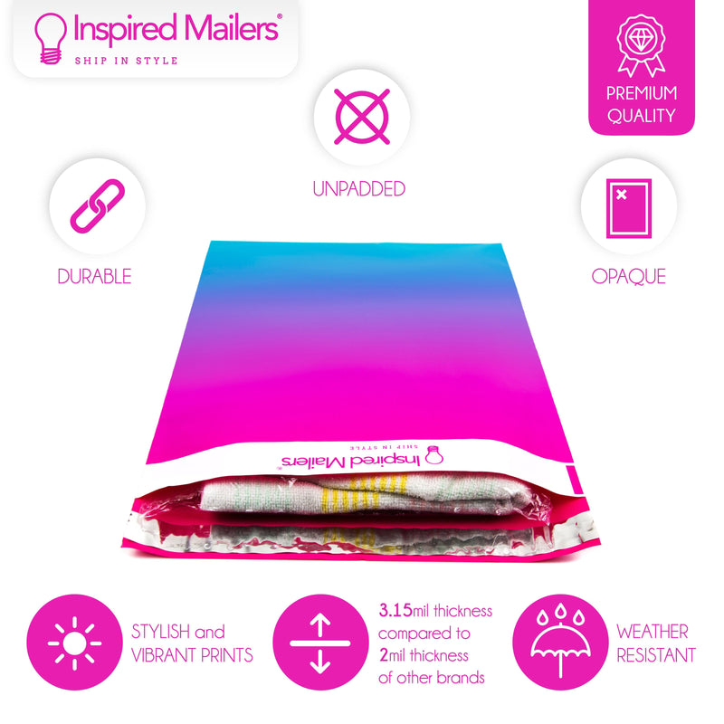 Inspired Mailers Flat Poly Mailers Vibrant Ombre - 10x13