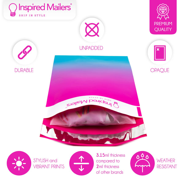 Inspired Mailers Flat Poly Mailers Vibrant Ombre - 6x9