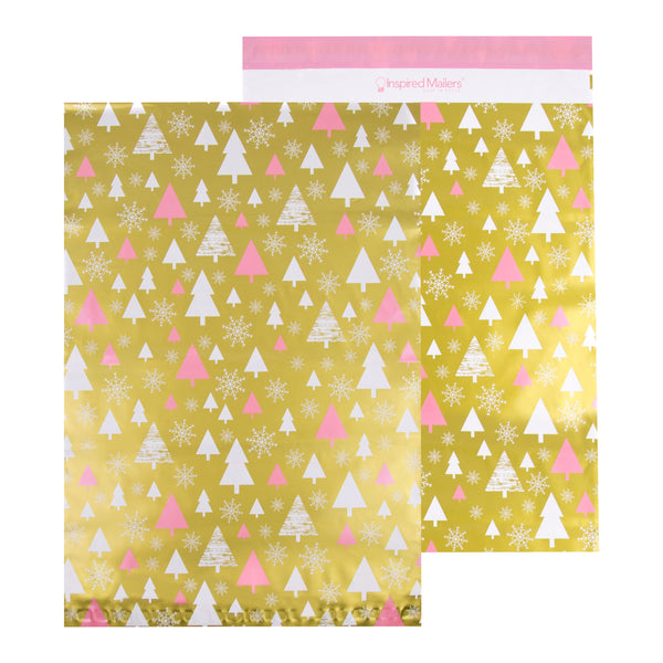 Inspired Mailers Flat Poly Mailers Winter Forest Rose Gold - 14.5x19