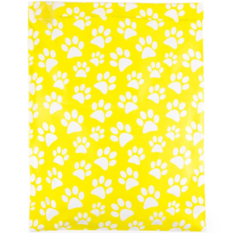 Inspired Mailers Flat Poly Mailers Yellow Paw Prints - 14.5x19