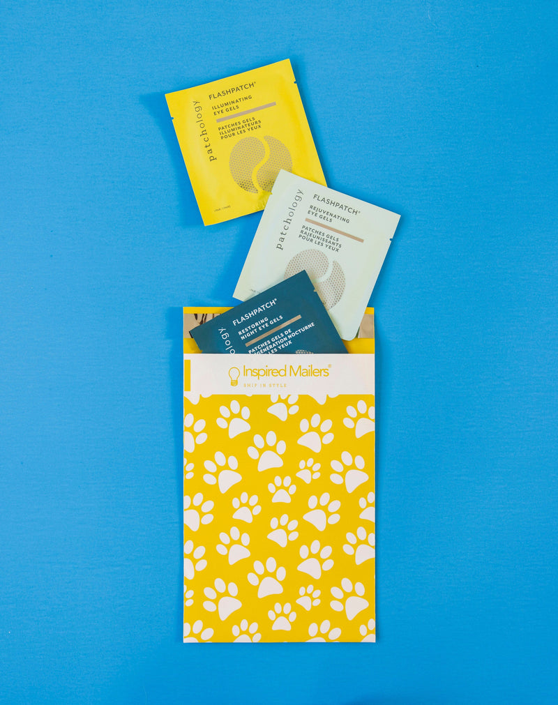 Inspired Mailers Flat Poly Mailers Yellow Paw Prints - 6x9