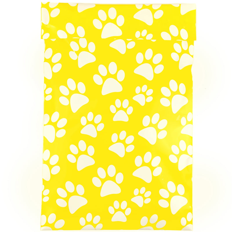 Inspired Mailers Flat Poly Mailers Yellow Paw Prints - 6x9