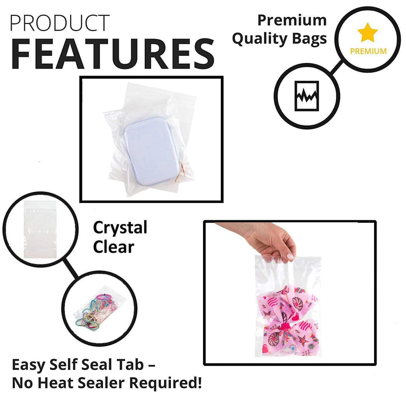 Retail Supply Co Supplies Clear Poly Bags - Self Seal - Combo Pack - 6x9, 8x10, 9x12, 11x14