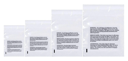 Poly Bags Size Combo Pack with Suffocation Warning by Retail Supply Co