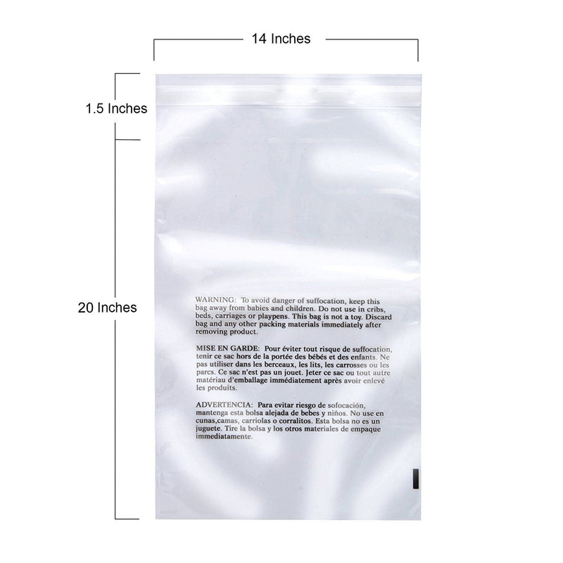 Retail Supply Co Supplies Clear Poly Bags - Suffocation Warning - Self Seal - Combo Pack - 9x12", 11x14", 14x20"