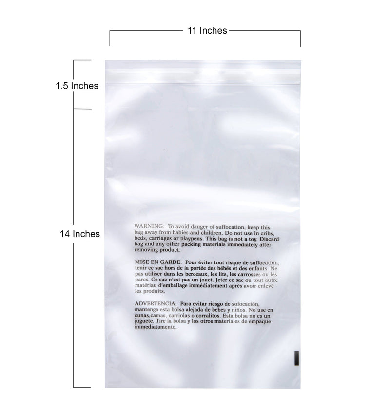 Clear Poly Bags - Suffocation Warning - Self Seal - 24x28