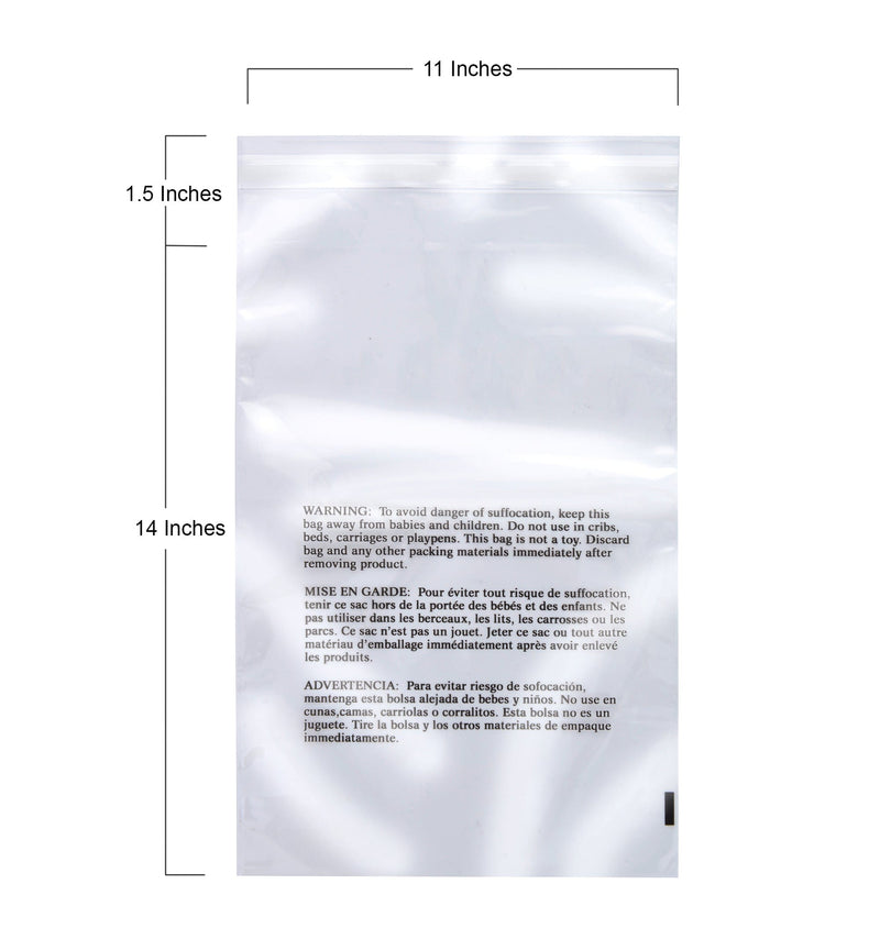 Retail Supply Co Supplies Poly Bags - Suffocation Warning - Self Seal - 11x14"