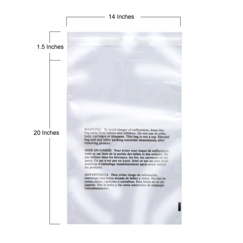 Retail Supply Co Supplies Poly Bags - Suffocation Warning - Self Seal - 14x20"