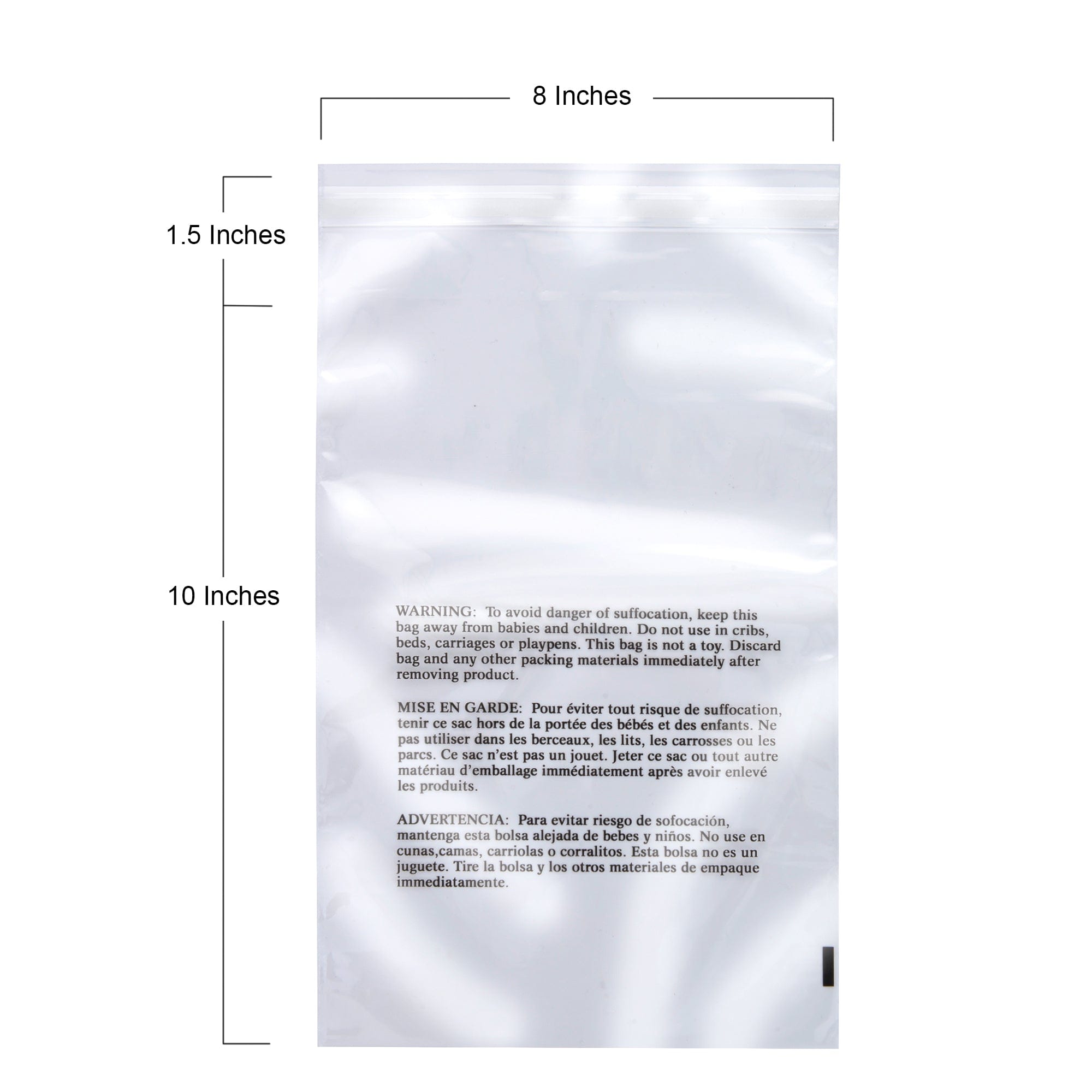 thumbnail image 2 of 3000 Count 8x10 Clear Permanent Seal Suffocation Warning Bags PB810R 2 of 5