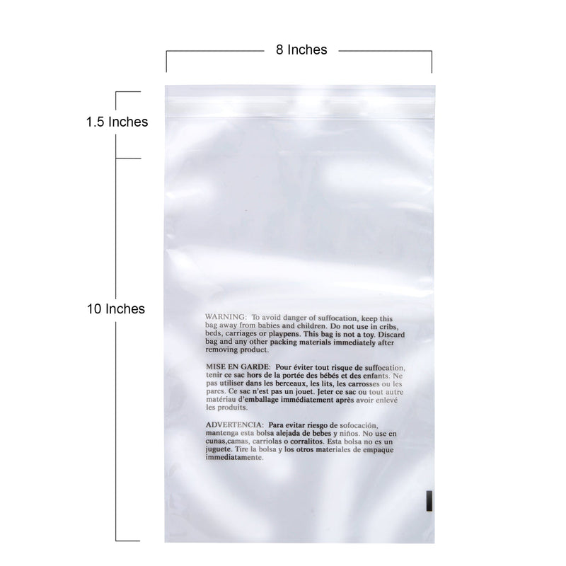 Retail Supply Co Supplies Poly Bags - Suffocation Warning - Self Seal - 8x10"